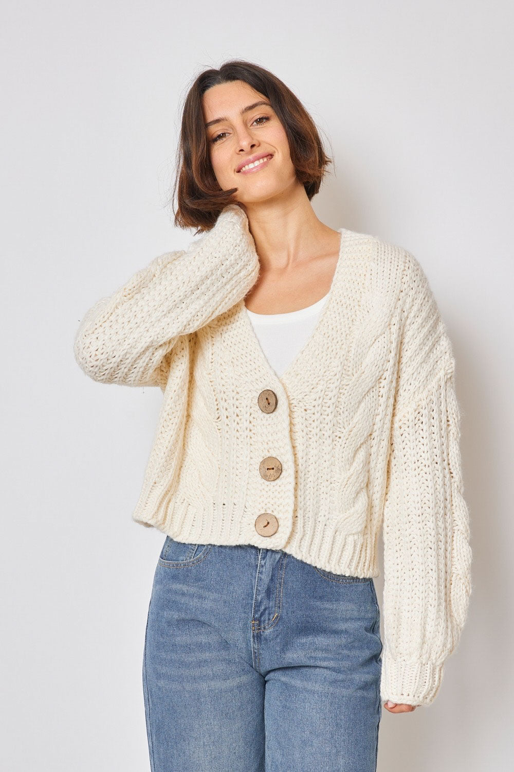 White cardigan