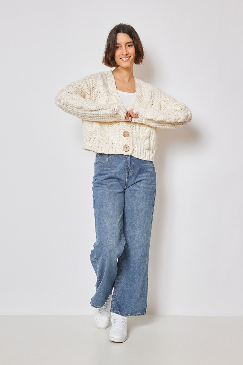 White cardigan