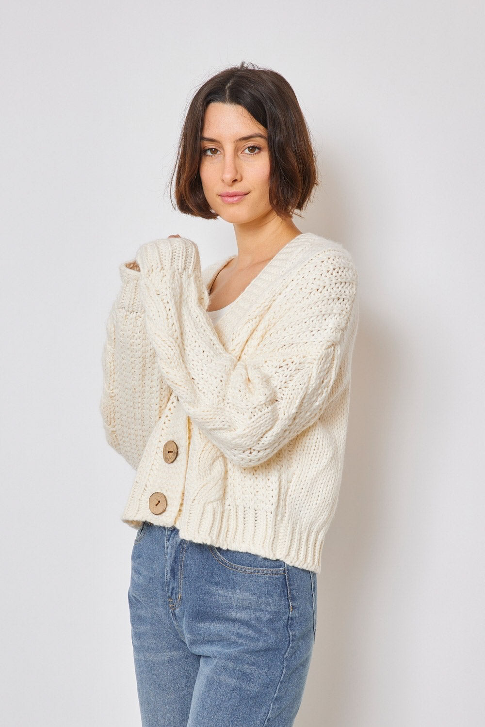 White cardigan